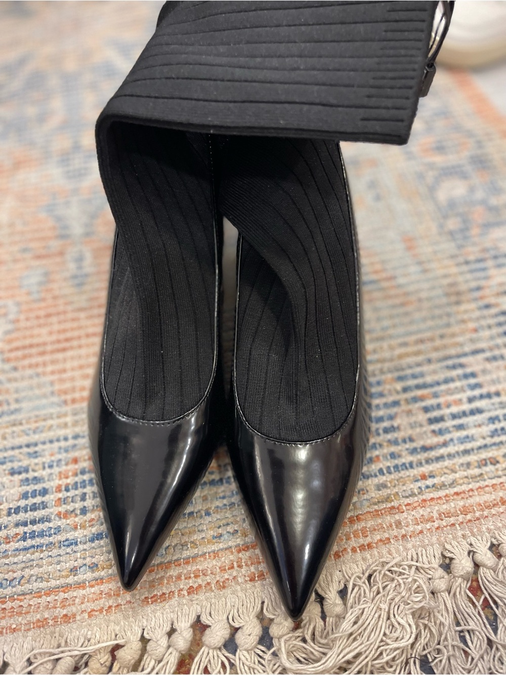 Zara Black Patent Pointed Toe Heels